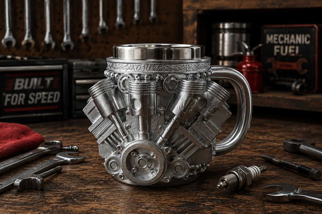 Stainless Steel V6V8 Coffee Cup Mechanical Engine Engine Mug
